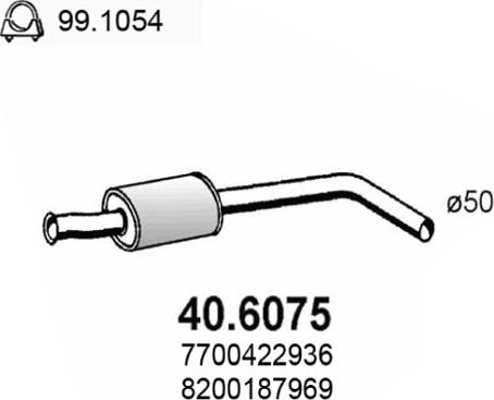 ASSO 40.6075 - Середній глушник вихлопних газів autozip.com.ua