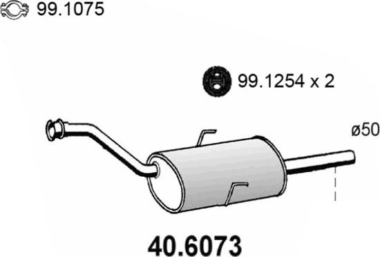 ASSO 40.6073 - Середній глушник вихлопних газів autozip.com.ua