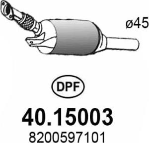 ASSO 40.15003 - Сажі / частковий фільтр, система вихлопу ОГ autozip.com.ua