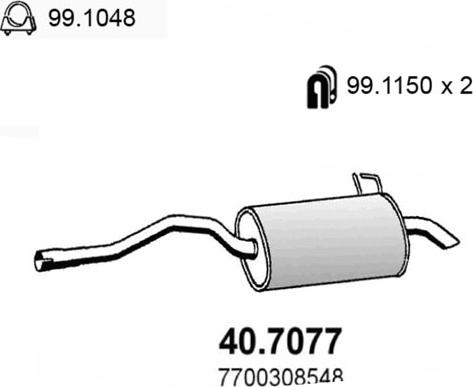 ASSO 40.7077 - Глушник вихлопних газів кінцевий autozip.com.ua