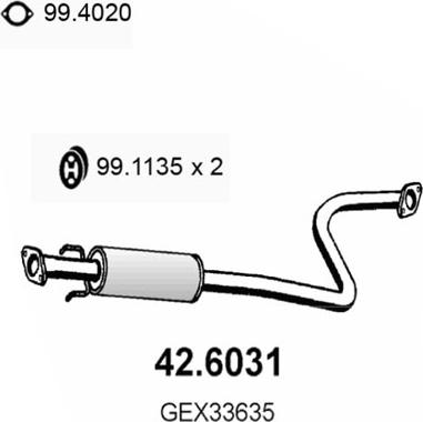 ASSO 42.6031 - Середній глушник вихлопних газів autozip.com.ua