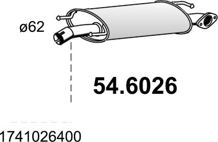 ASSO 54.6026 - Середній глушник вихлопних газів autozip.com.ua