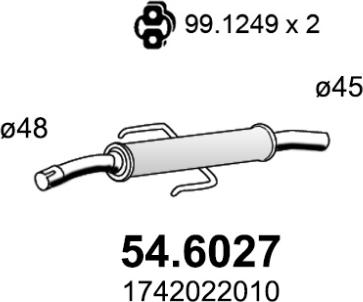 ASSO 54.6027 - Середній глушник вихлопних газів autozip.com.ua