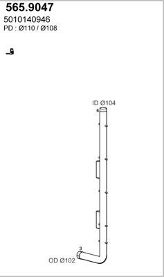 ASSO 565.9047 - Труба вихлопного газу autozip.com.ua