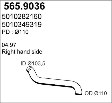 ASSO 565.9036 - Труба вихлопного газу autozip.com.ua