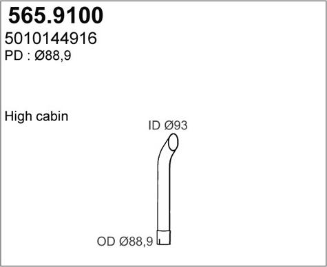 ASSO 565.9100 - Труба вихлопного газу autozip.com.ua