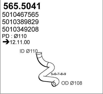 ASSO 565.5041 - Труба вихлопного газу autozip.com.ua