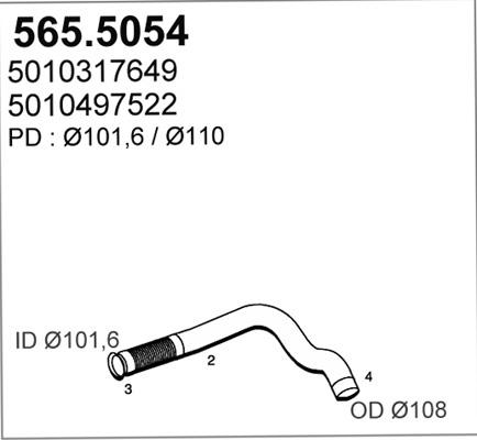 ASSO 565.5054 - Труба вихлопного газу autozip.com.ua