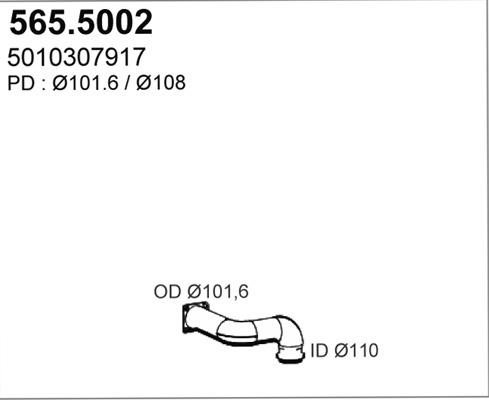 ASSO 565.5002 - Труба вихлопного газу autozip.com.ua