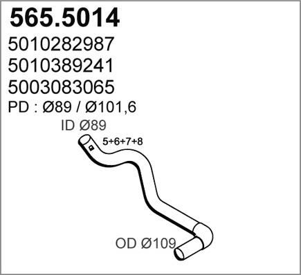 ASSO 565.5014 - Труба вихлопного газу autozip.com.ua