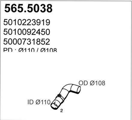 ASSO 565.5038 - Труба вихлопного газу autozip.com.ua