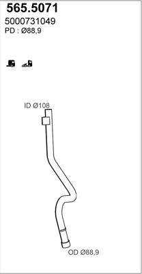 ASSO 565.5071 - Труба вихлопного газу autozip.com.ua