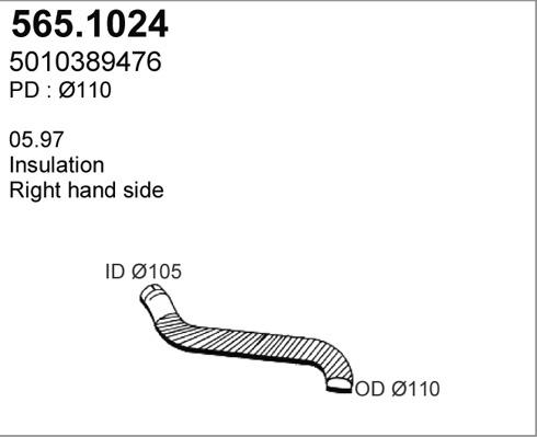 ASSO 565.1024 - Труба вихлопного газу autozip.com.ua