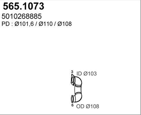 ASSO 565.1073 - Труба вихлопного газу autozip.com.ua