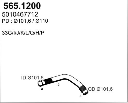 ASSO 565.1200 - Труба вихлопного газу autozip.com.ua