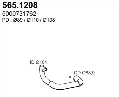 ASSO 565.1208 - Труба вихлопного газу autozip.com.ua