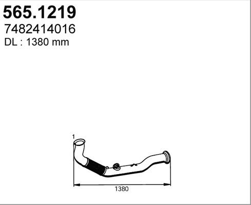 ASSO 565.1219 - Труба вихлопного газу autozip.com.ua