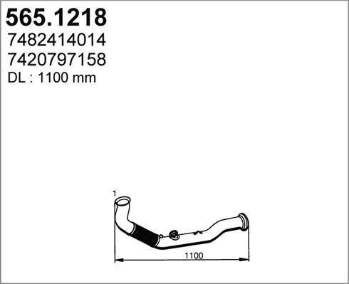 ASSO 565.1218 - Труба вихлопного газу autozip.com.ua