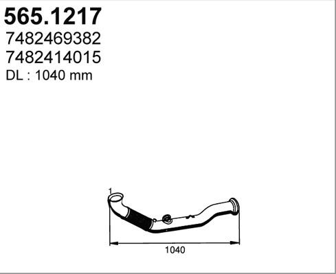 ASSO 565.1217 - Труба вихлопного газу autozip.com.ua