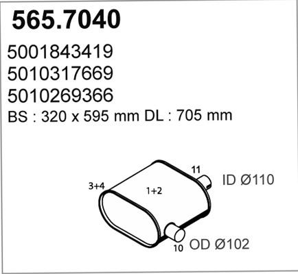 ASSO 565.7040 - Середній / кінцевий глушник ОГ autozip.com.ua