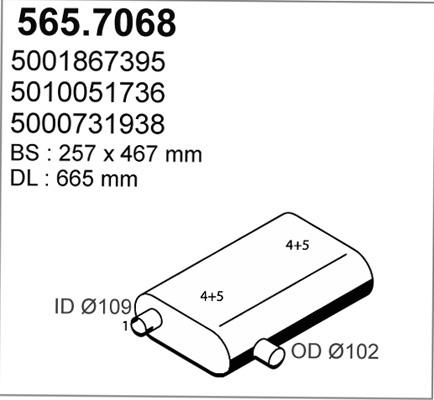 ASSO 565.7068 - Середній / кінцевий глушник ОГ autozip.com.ua