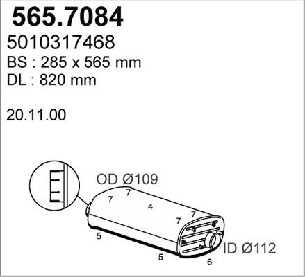 ASSO 565.7084 - Середній / кінцевий глушник ОГ autozip.com.ua