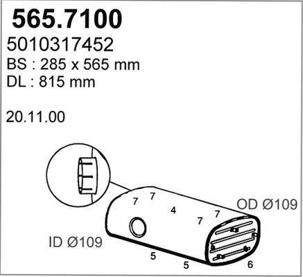 ASSO 565.7100 - Середній / кінцевий глушник ОГ autozip.com.ua