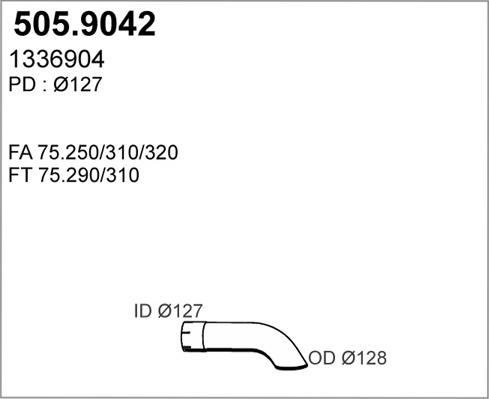 ASSO 505.9042 - Труба вихлопного газу autozip.com.ua