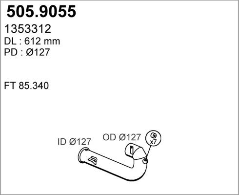 ASSO 505.9055 - Труба вихлопного газу autozip.com.ua