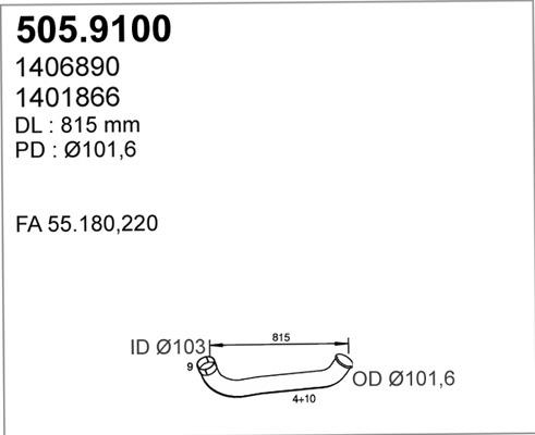 ASSO 505.9100 - Труба вихлопного газу autozip.com.ua