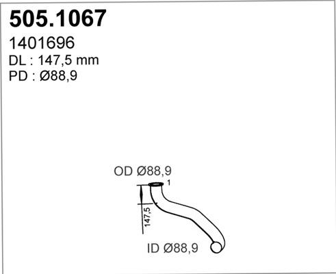 ASSO 505.1067 - Труба вихлопного газу autozip.com.ua