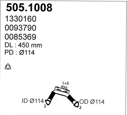 ASSO 505.1008 - Труба вихлопного газу autozip.com.ua