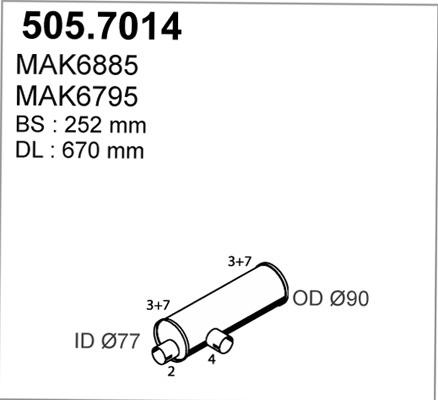 ASSO 505.7014 - Середній / кінцевий глушник ОГ autozip.com.ua
