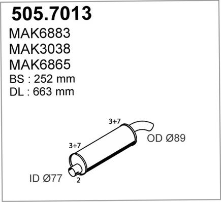 ASSO 505.7013 - Середній / кінцевий глушник ОГ autozip.com.ua