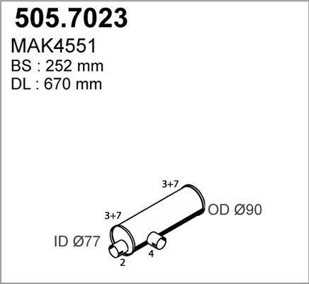 ASSO 505.7023 - Середній / кінцевий глушник ОГ autozip.com.ua