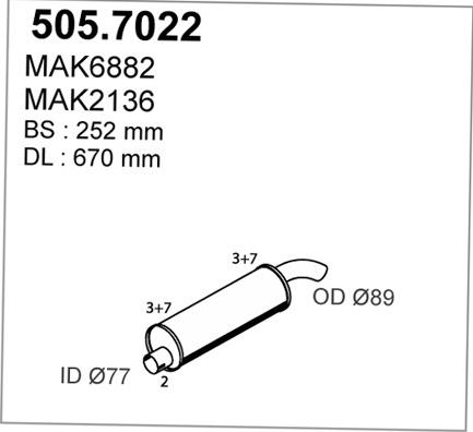 ASSO 505.7022 - Середній / кінцевий глушник ОГ autozip.com.ua
