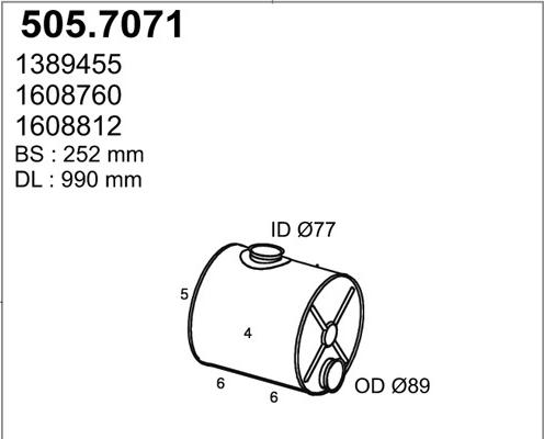 ASSO 505.7071 - Середній / кінцевий глушник ОГ autozip.com.ua