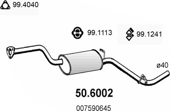 ASSO 50.6002 - Середній глушник вихлопних газів autozip.com.ua