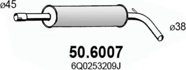 ASSO 50.6007 - Середній глушник вихлопних газів autozip.com.ua