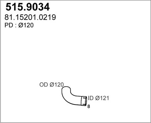 ASSO 515.9034 - Труба вихлопного газу autozip.com.ua