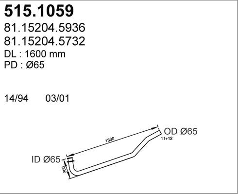 ASSO 515.1059 - Труба вихлопного газу autozip.com.ua