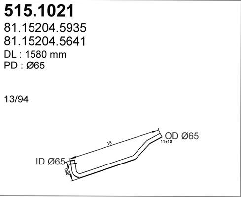ASSO 515.1021 - Труба вихлопного газу autozip.com.ua