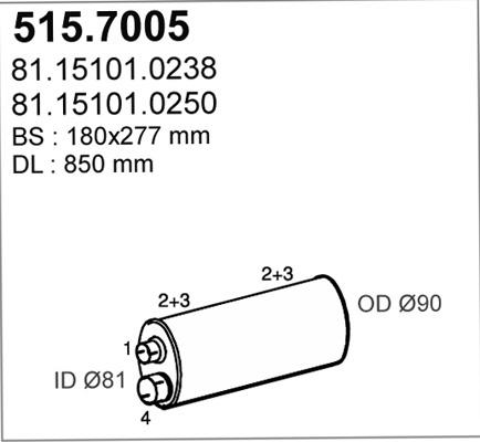 ASSO 515.7005 - Середній / кінцевий глушник ОГ autozip.com.ua