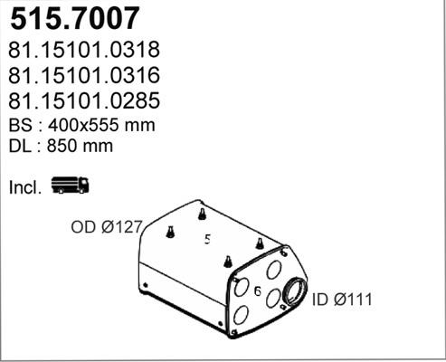 ASSO 515.7007 - Середній / кінцевий глушник ОГ autozip.com.ua