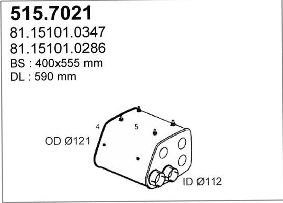 ASSO 515.7021 - Середній / кінцевий глушник ОГ autozip.com.ua