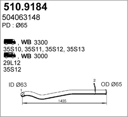 ASSO 510.9184 - Труба вихлопного газу autozip.com.ua