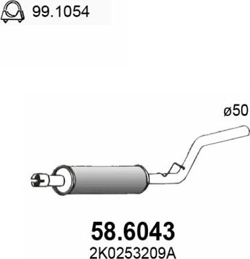 ASSO 58.6043 - Середній глушник вихлопних газів autozip.com.ua
