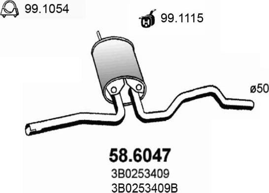 ASSO 58.6047 - Середній глушник вихлопних газів autozip.com.ua