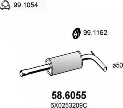 ASSO 58.6055 - Середній глушник вихлопних газів autozip.com.ua