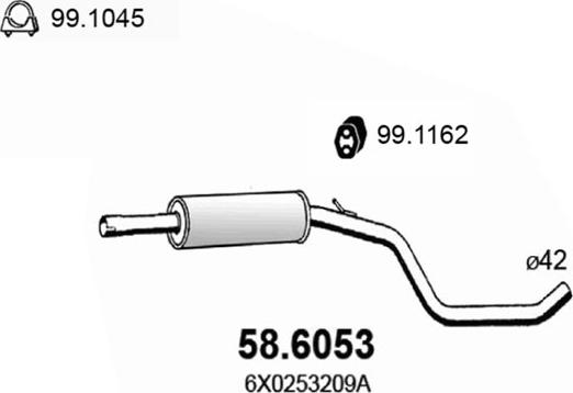 ASSO 58.6053 - Середній глушник вихлопних газів autozip.com.ua